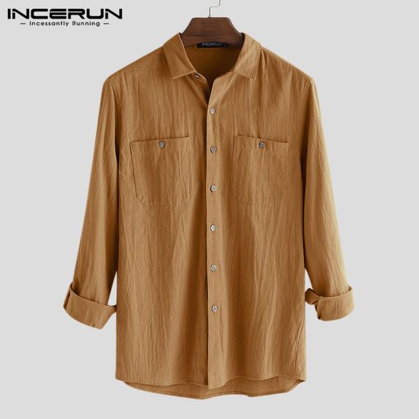 

men shirts long sleeve lapel neck camisa vintage solid color chemise man double pockets cotton buttons blouse 5xl men's casual, White;black