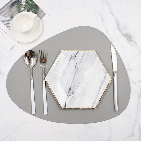 

mats & pads placemat table mat tableware pad pu leather waterproof heat insulation non-slip soft black brown washable bowl