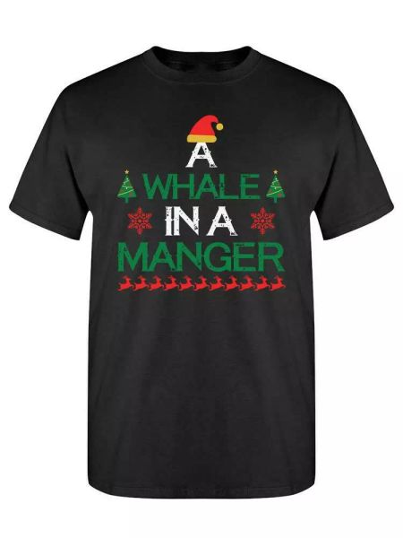 

a whale in a manger tee men's -image by shutterstock, White;black