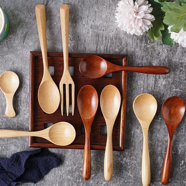 

spoons 5pcs soup spoon wooden fork 8 15 16 19cm tableware rice