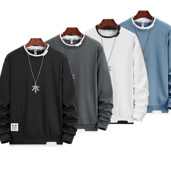 

men's hoodies & sweatshirts autumn mens sweatshirt o-neck long sleeve male solid color casual hip-hop streetwear men pullover trendy fa, Black
