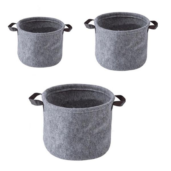 

3pcs folding laundry basket grey felt storage handle bin bedroom clothing toy bucket organizer bags