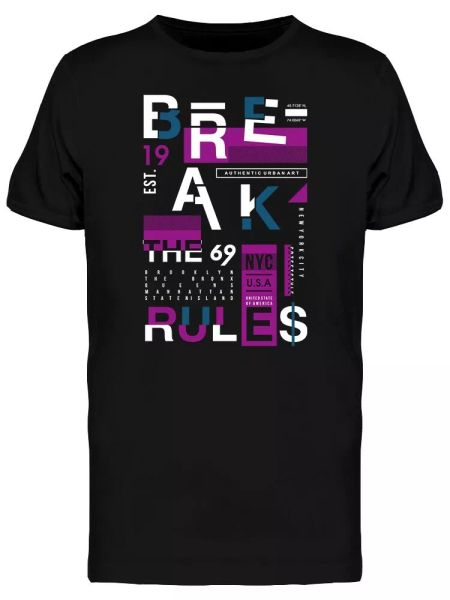 

Break The Rule Typography Men's Tee -Image by Shutterstock, White;black