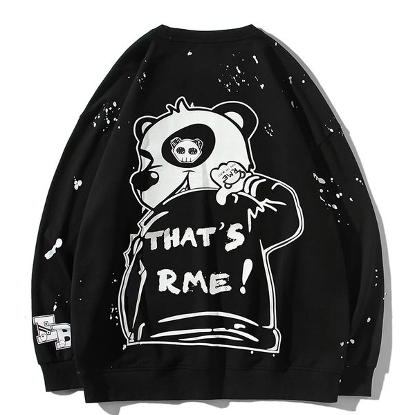 

2021 spring new hip hop panda printed sweater men's and women's fashion brand loose large long sleeve casual top, Black