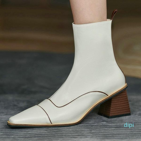 

boots ankle winter colors genuine leather side zipper high heels felame working party women's, Black