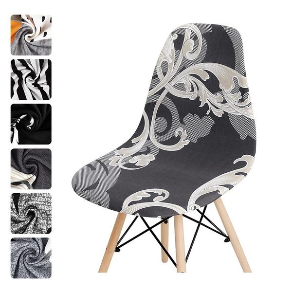 

colors printed fabric shell chair cover elastic short back covers seat for bar el home party banquet