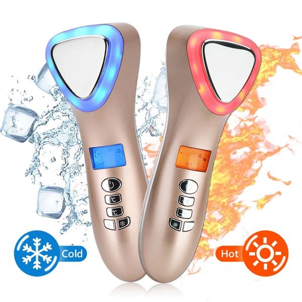 

mini cold hammer massager led light pn therapy ultrasonic cryotherapy vibration face lift pore shrink skin care machine
