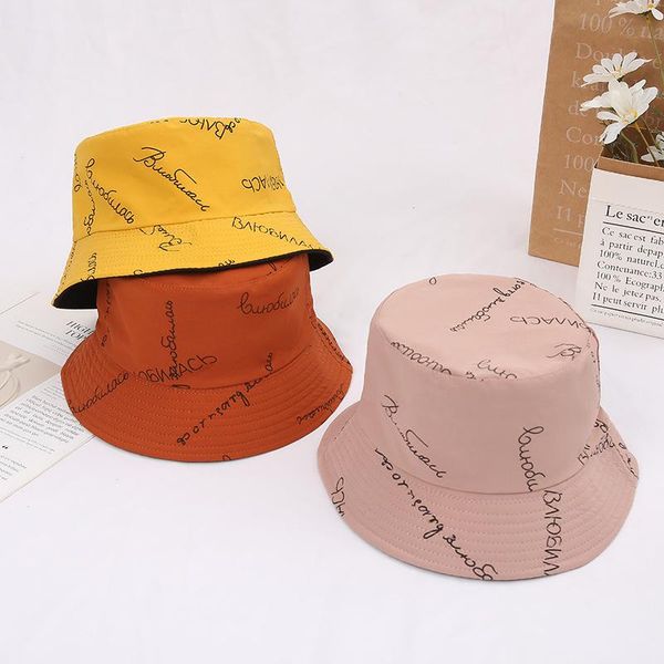 

fisherman hat female printing letters basin flat sun wide brim hats, Blue;gray