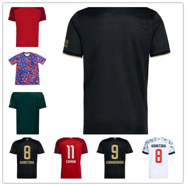 

soccer jerseys 21 22 lewandowski sane goretzka coman muller davies football shirt men + kids kit 2021 2022 humanrace fourth 4th, Black;yellow