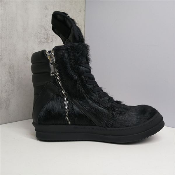 

horse fur motorcycle boots man 2022 spring black leather martin boots p35sme50