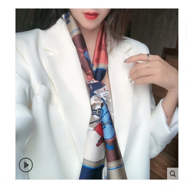 

cdyv mother's day goddess's day gift silk cravat female ties spring and autumn foreign style fashion korean versatile decorative scarf long, Black;gray