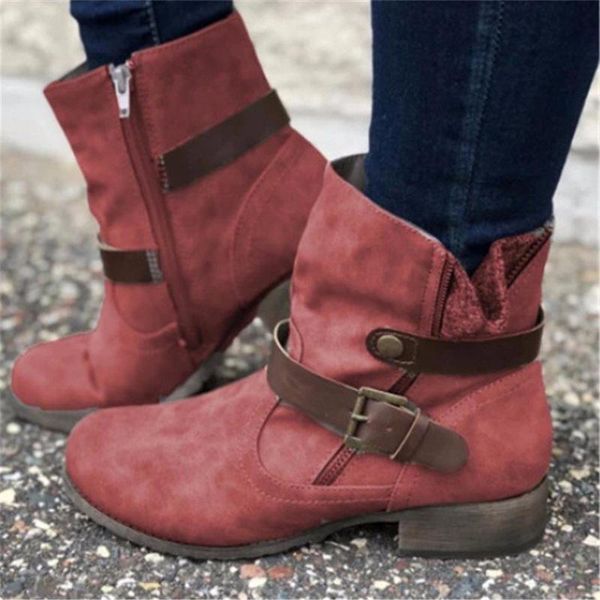 

boots women ankle ladies vintage shoes zipper pu leather pumps low hees retro footwear woman 2021 casual plus size, Black