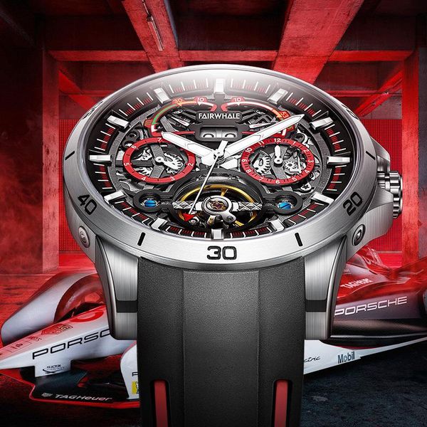 

wristwatches men's mechanical watches fashion sports luminous tourbillon racing mens automatic 2021, Slivery;brown