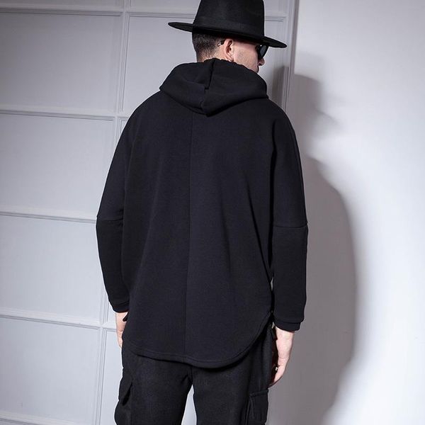 

men's hoodies & sweatshirts european and american cloak cape shawl bat shirt male loose hooded large size black sleeve jacket men stree