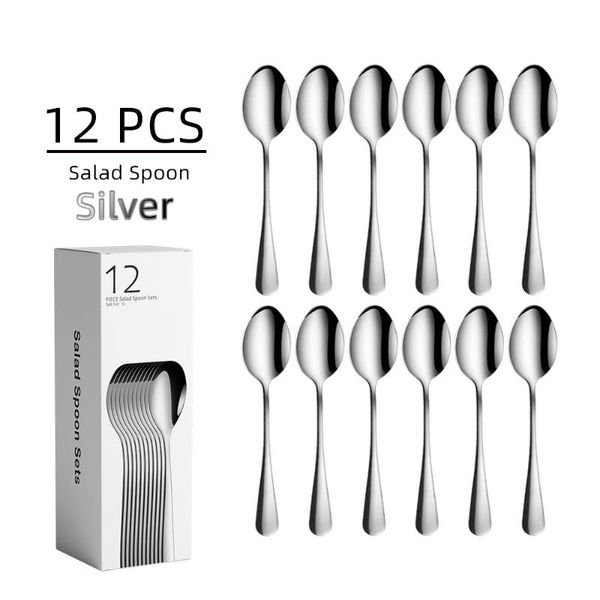 

spoons 12pcs/pack stainless steel salad spoon tea 6.8 inches dinner dessert