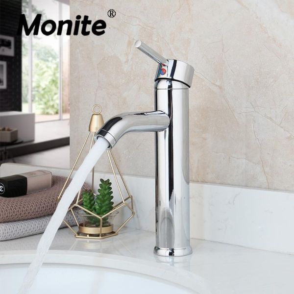 

bathroom sink faucets monite chrome polished wash basin faucet deck mounted soild brass tap stream spout mixer