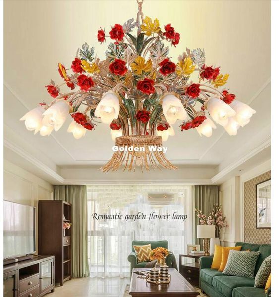 

modern floral design d65cm h40cm chandelier lighting glass shade rose lamp living room hanging lights dining bedroom chandeliers