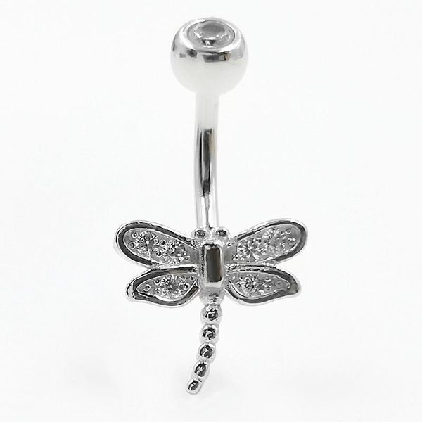 

other 925 sterling silver navel piercing jewelry butterfly shape cubic zircon belly button ring, Slivery;golden