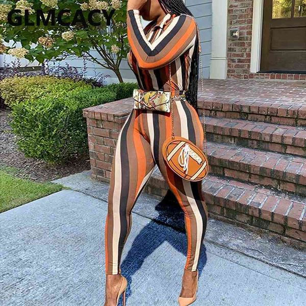 

women vertical striped two piece suits skinny chic streetwear outfits 210702, White