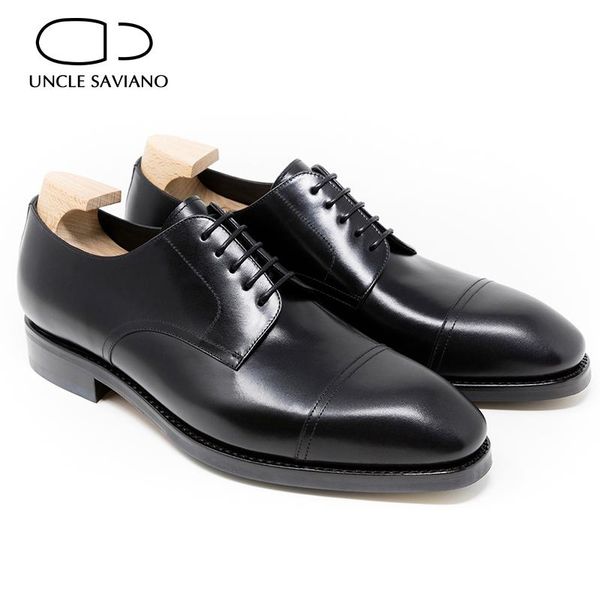 

dress shoes uncle saviano derby solid wedding office formal men genuine leather original designer business handmade man, Black