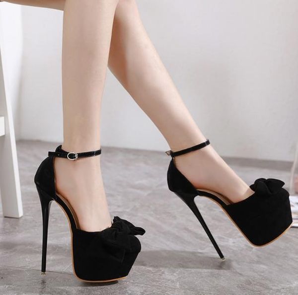 

dress shoes summer style super high heel 20cm stiletto fish mouth single nightclub women's large size hate sky, Black