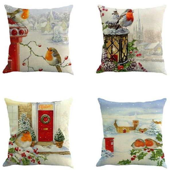 

pillow case christmas cotton linen home waist cover throw for kids 45cm*45cm #2o18