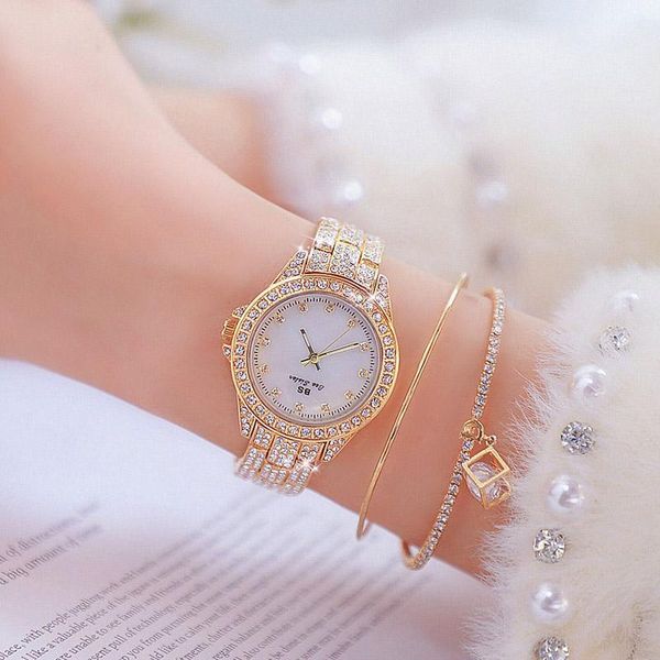 

wristwatches relogios 2021 women watches diamond brand elegant dress quartz ladies rhinestone wristwatch montre femme, Slivery;brown