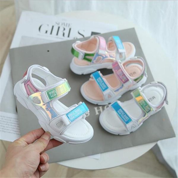 

sandals girls' 2021 summer fashion leisure soft bottom anti slip beach shoes lovely princess, Black;red