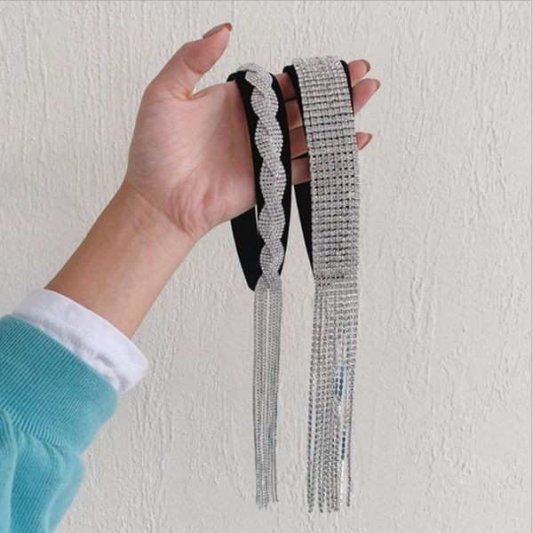 

fringed rhinestone headband fashion hair accessories women metal retro braided twist wide brim hairbands wild band headwear