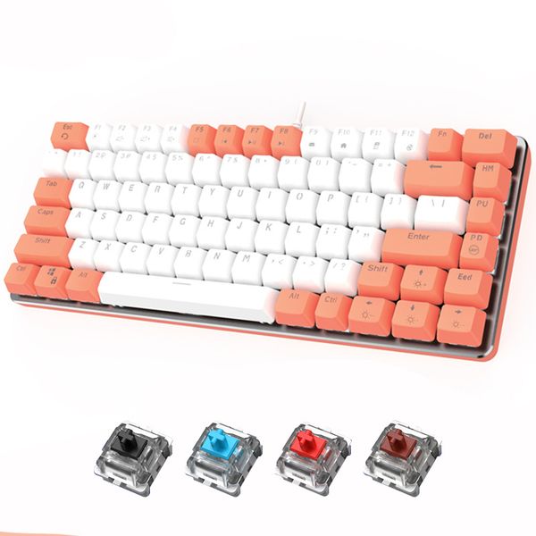 Gamer mecânico Gamer Anti-Ghosting Set com Ajustável USB Wired PC White Backlight ABS Teclado Rosa