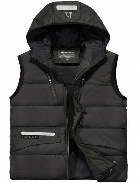 

men letter graphic zip up puffer vest winter coat 42vn#, Black;brown