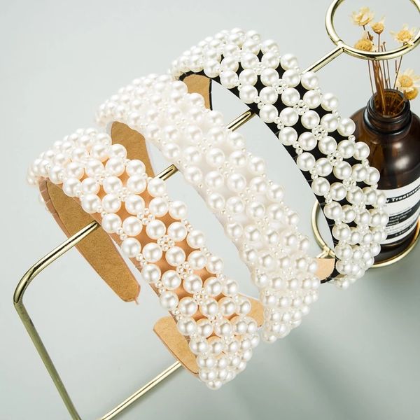 

2021 pearl bezel hair accessories women headband princess girls hairband opaska do wlosow diademas bandeau femme pour cheveux, Silver