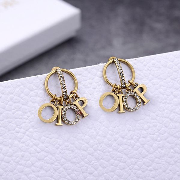 

with box sell diamond charm earrings aretes ear cuff for women party wedding lovers gift jewelry engagement lz0323, Golden