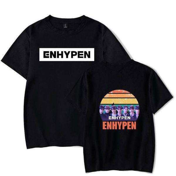 

men's t-shirts enhypen print spring summer holiday street men/women casual kawaii ghip hop style streetwear t-shirt, White;black