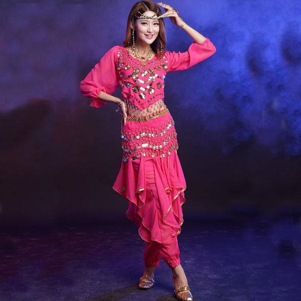 

belly dance costume 3pcs(pants+waist chain) bellydance bollywood costumes ropa de danza del vientre wear stage, Black;red