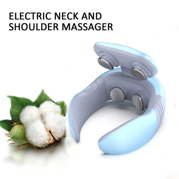 

smart 4d magnetic pulse heated electric shoulder neck massager fatigue pain relief cervical massage with remote control massagers