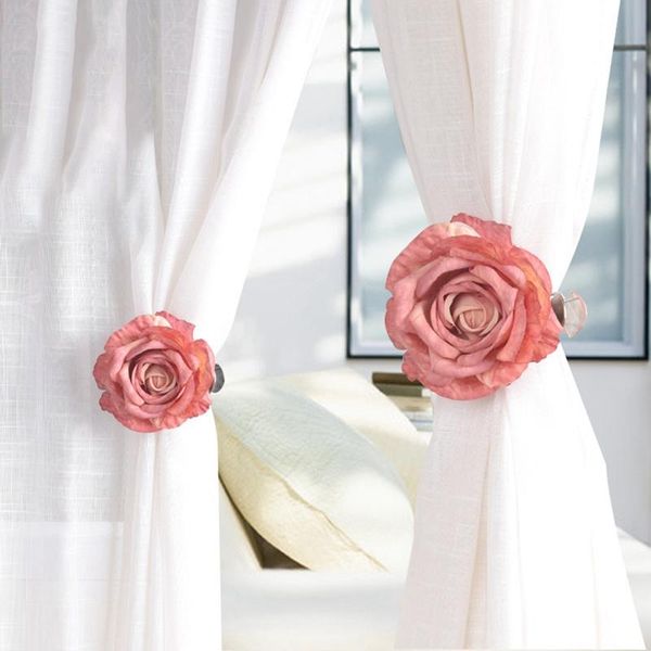 Andere Wohnkultur 1 Stück Blumenvorhänge Cliphalter Rosenförmige Vorhang Raffhalter Organizer Gurt Zubehör