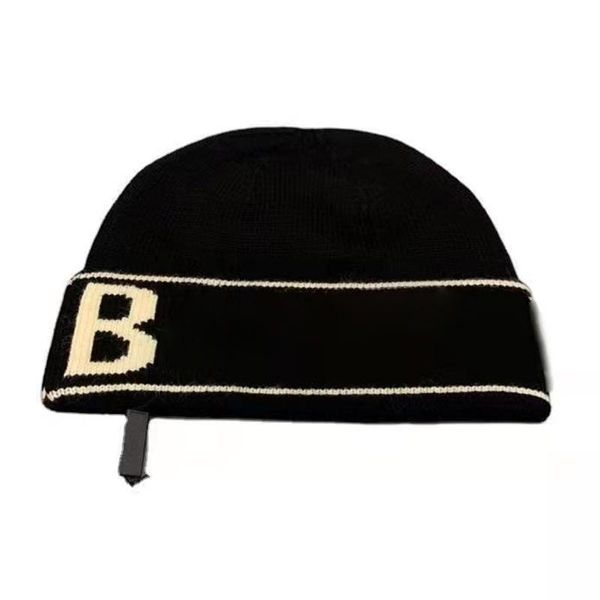 

for Wool Beanie Hat Winter Knitted Men Women Design Fashion Hip Hop Letter Solid Skull Beanie Caps Casual Warm Thick Cap B