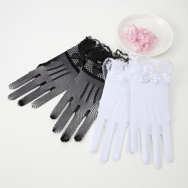 

bridal gloves white black kid children girl student dance costume party finger short performance arm warmer meshglove wholesale