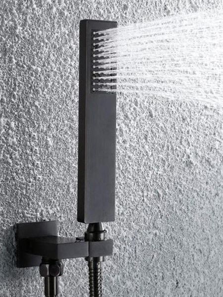 

pressurized shower high pressure handheld head black three-sided three-in-one with powerful spray nozzle for home bath accessory set
