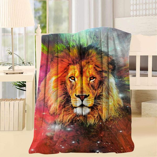 

lion in galaxy 3d printing blanket throw/twin lightweight soft microfiber blankets for couch bed sofa