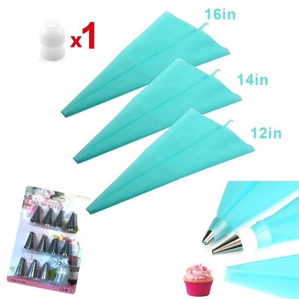 

baking & pastry tools silicone bags set reusable icing piping cookie cake decorating with couplers