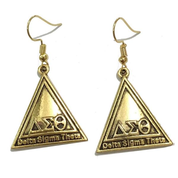 

dangle gold sliver plated greek sorority society triangle shape charm earrings jewelry & chandelier, Silver