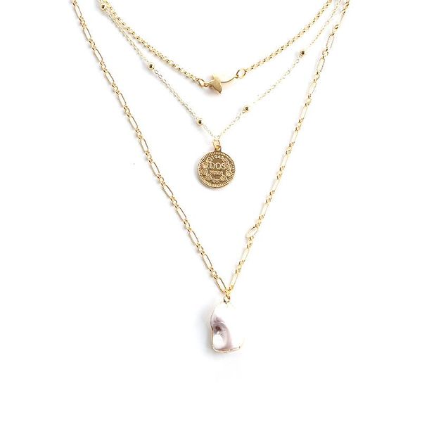 

pendant necklaces 2021 hf jel pearl for women gold color multi-layered ocean style fashion jewelry accessory, Silver
