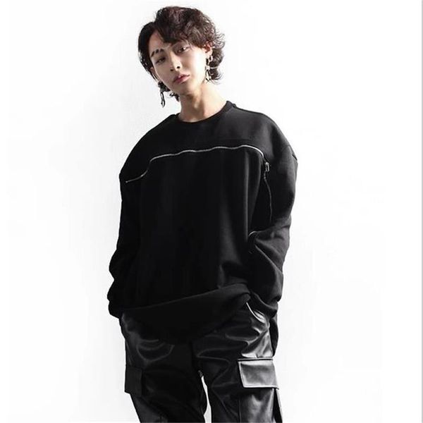 

men's hoodies & sweatshirts long sleeve hoodie spring and autumn personalized fashion trend zipper decoration casual versatile large si, Black