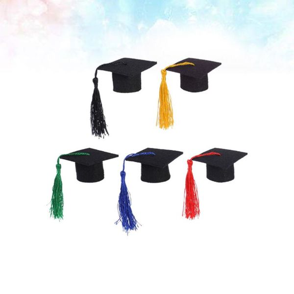 

gift wrap 5 pcs mini graduation cap bottle decorative tassel fancy dr graduated bachelor hat for decoration (red/blac