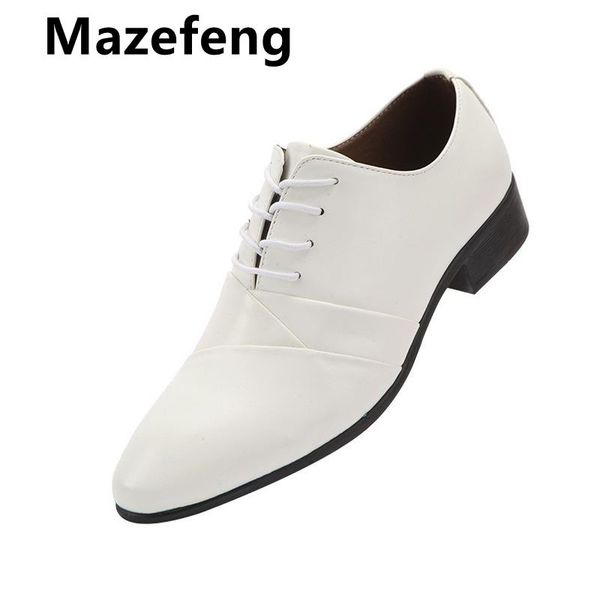 

mazefeng 2021 fashion business dress men shoes classic leather men's suits lace-up oxfords 38-44, Black