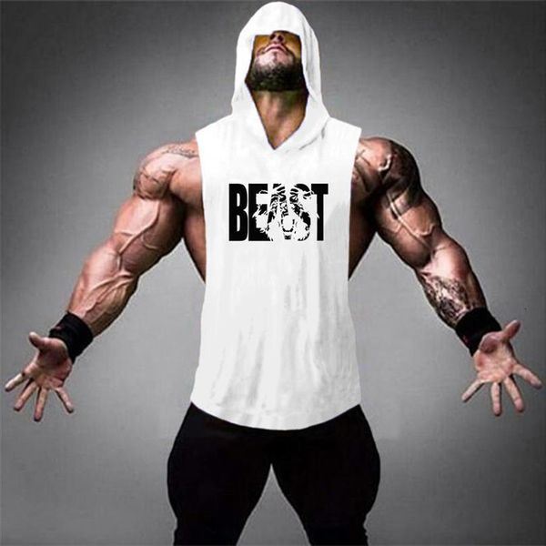 

sleeveless shirt cotton tank men vest bodybuilding muscle casual gyms clothing brand singlet fitness sportswear, White;black