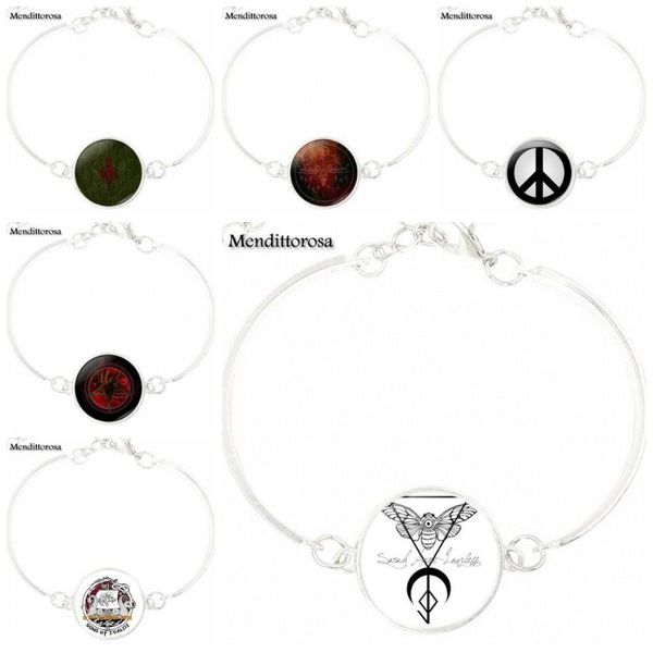 

charm bracelets for men women viking peace rune vintage jewelry silver color glass cabochon yoga bracelet bangle, Golden;silver