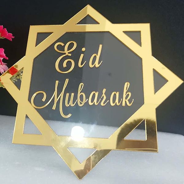 Сторона украшения пользовательских EID Mubarak знак акриловые зеркало рамки столешницы топ арт Исламские произведения искусства Идеально для украшений с основанием